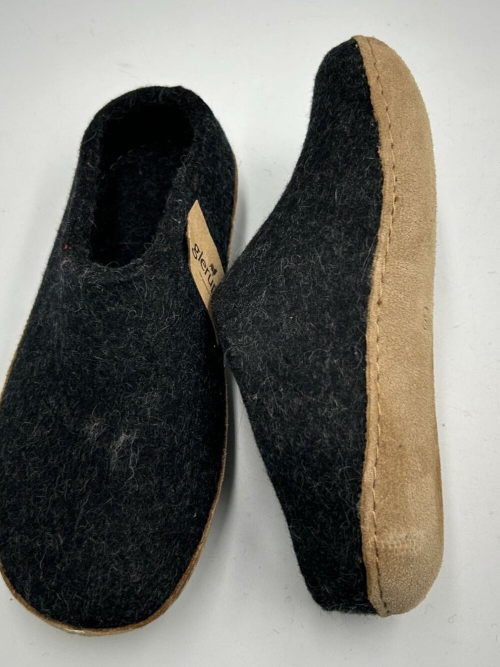 NWT Glerups Women's Black Charcoal Wool Leather Sole Slip-On Slipper Sz 5.5 3283 - Picture 6 of 16